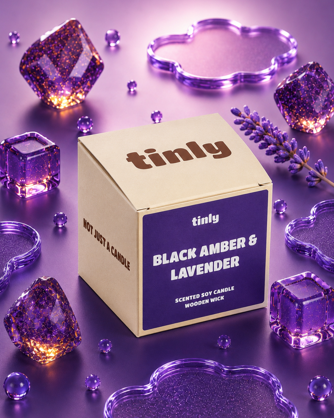 Black Amber & Lavender - Scented Soy Candle